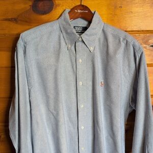 Polo Ralph Lauren Men's Yarmouth Oxford Woven Dress Shirt 16 1/2 X 33 Light Blue
